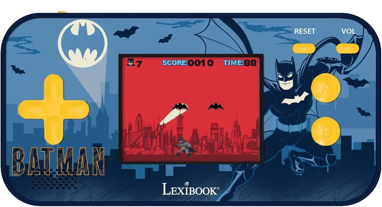 Lexibook - Batman - Compact Cyber Arcade Portable Console, 150 Games, LCD Color Screen, Battery Operated, Black/Blue, JL2367BAT
