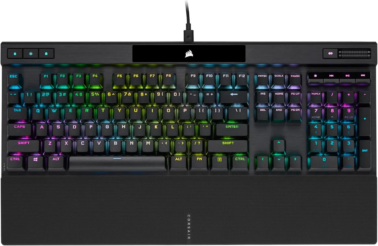 Corsair K70 RGB PRO Wired Mechanical Gaming Keyboard (Cherry MX RGB Red Switches: Linear and Fast, 8,000Hz Hyper-Polling, PBT Double-Shot PRO Keycaps, Soft-Touch Palm Rest) QWERTY, NA - Black