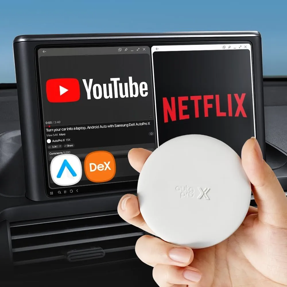 AutoPro X Android Auto Wireless Adapter Samsung DeX - Wireless Android Auto Adapter YouTube, Hulu, ESPN, Netflix in Car Streaming Device - Wireless Android Auto Car Adapter - Android Auto Box
