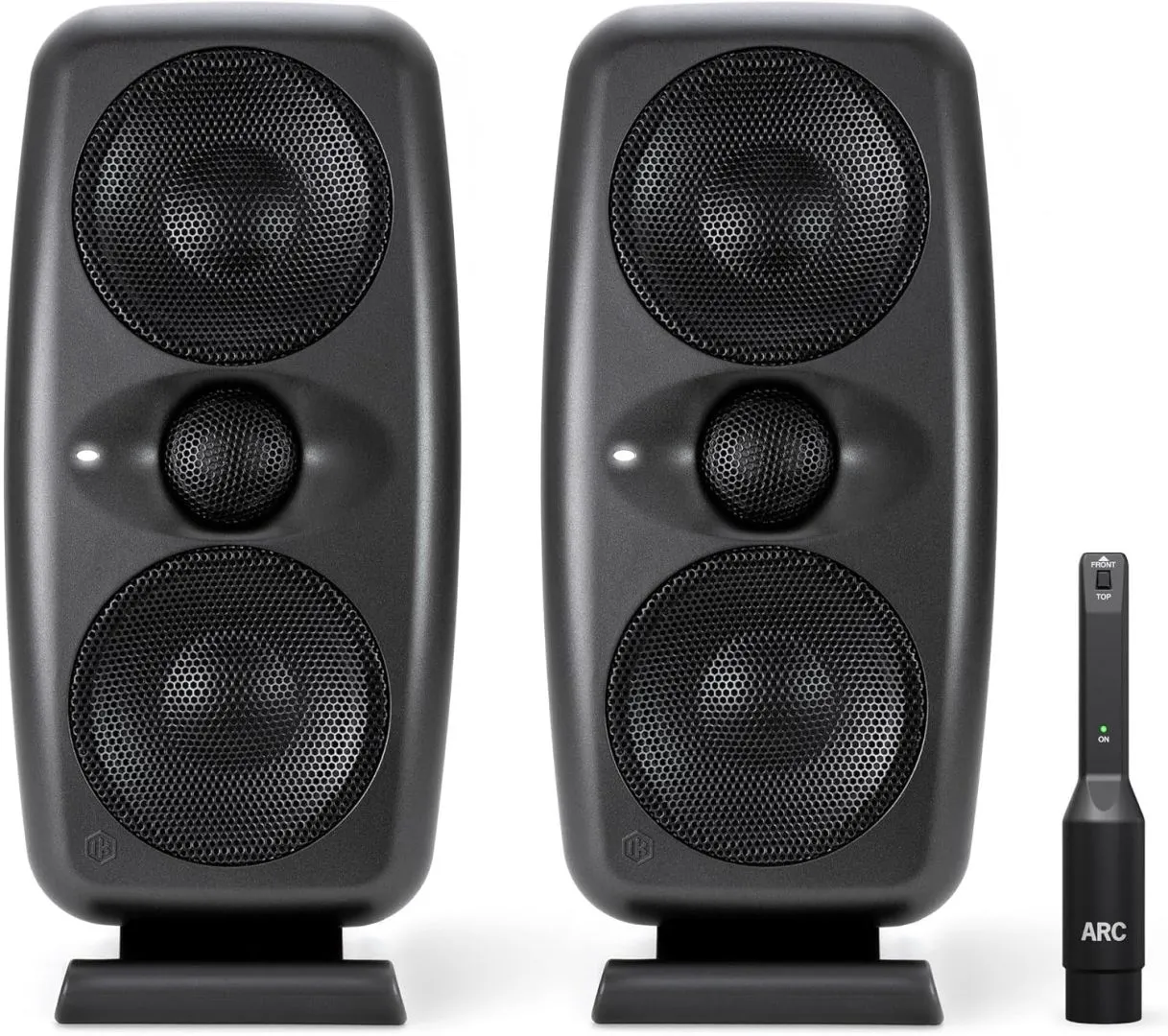 IK Multimedia iLoud MTM MKII (Pair Plus ARC mic) Compact Studio Monitor with Built-in ARC Room Correction, Speaker Emulation, 100W Power