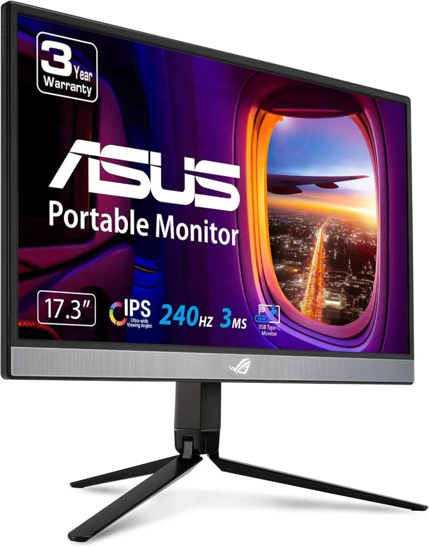 ASUS ROG Strix 17.3" 1080P Portable Gaming Monitor (XG17AHP)-FHD, IPS, 240Hz, Adaptive-Sync, Built-in Battery, ROG Bag, Tripod Stand, USB Type-C, Micro HDMI for Laptop, PC, Console, 3-Year Warranty