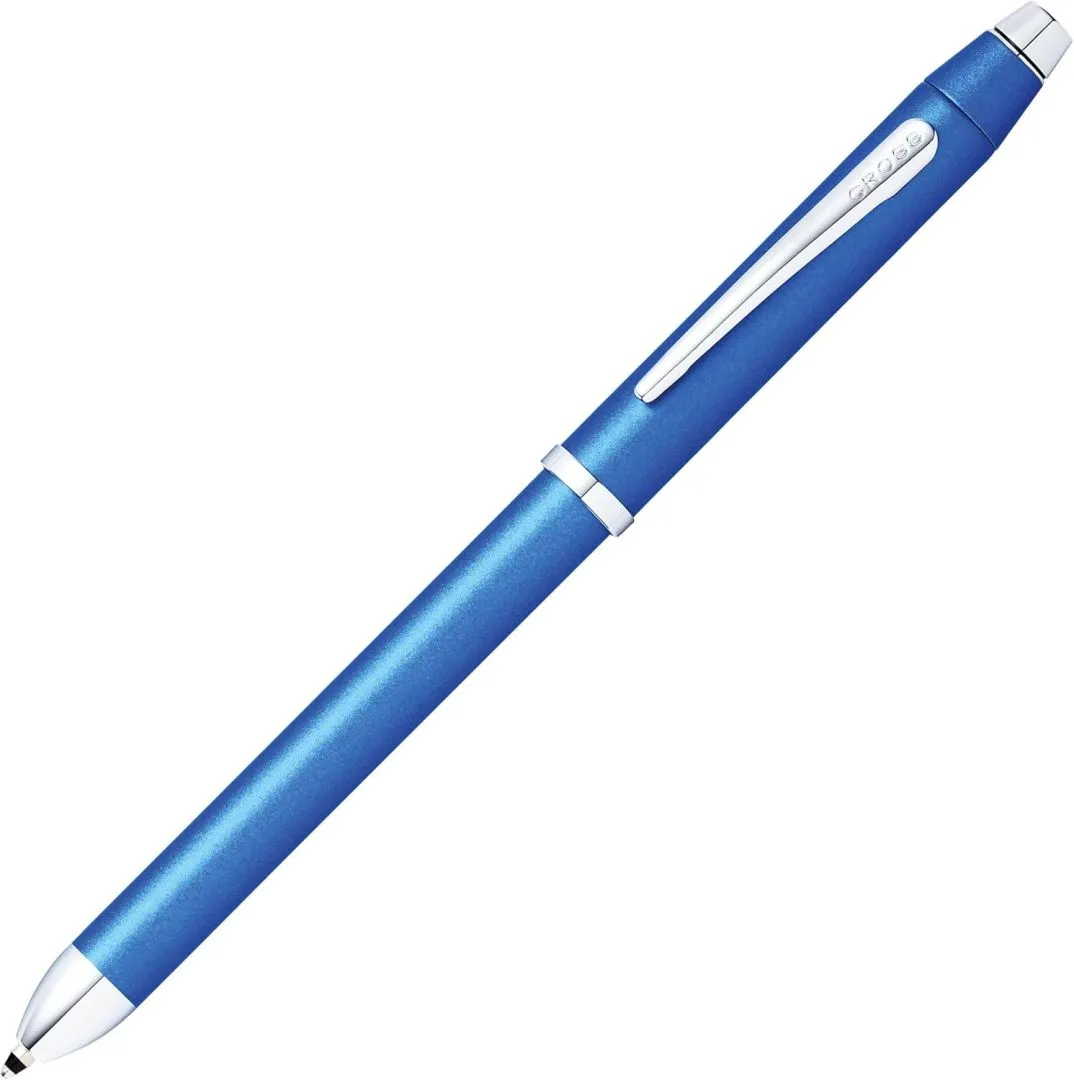 Cross Tech3+ Engraved Refillable Multi-Function Ballpoint Pen with Stylus, Medium Ballpen And Pencil, Includes Premium Gift Box - Metallic Blue