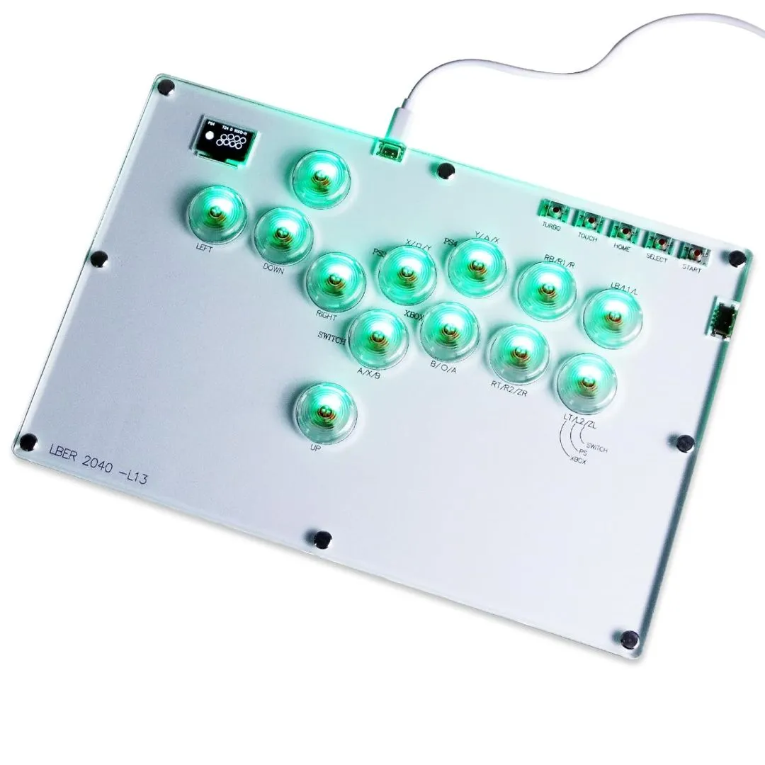 Arcade Stick Leverless Controller L13, All-Button Controller Street Fight with Hot Swap & SOCD, Arcade Stick Street Fight for PC/PS3/PS4/Steam/Switch Game Keyboard-Support Turbo and Custom RGB (White)