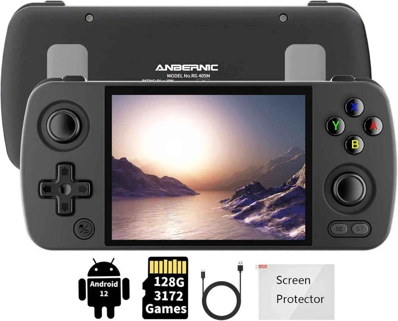 RG405M Retro Game Handheld Game Console, Aluminum Alloy Shell 4-inch IPS Touch Screen 640*480 Resolution Compatible with Google Play Store Built-in 128G TF Card Pre-loaded 3172 Games