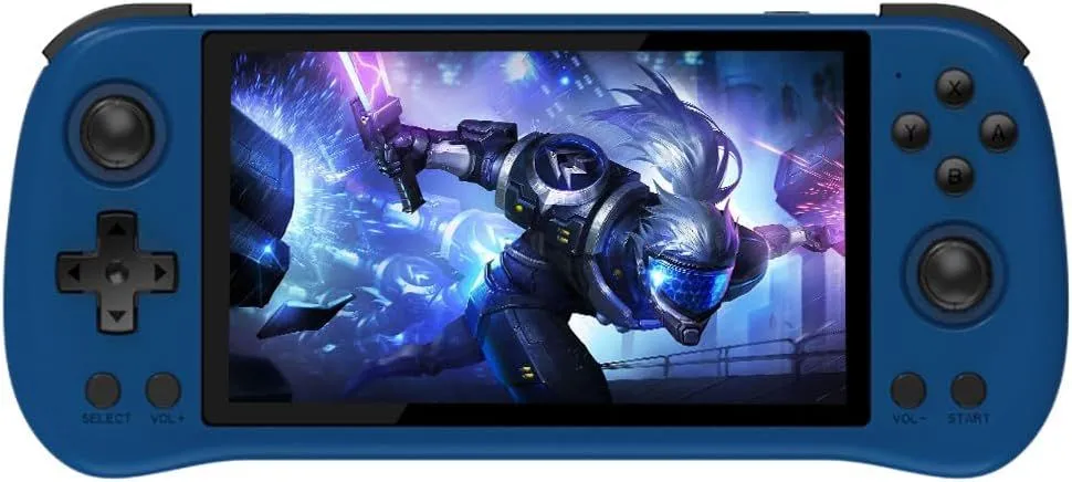 X55 Handheld Game Console with 5.5-Inch IPS Screen,HDMI Output RK3566 CPU, 4000mAh Battery Retro Portable Game Console for Kids and Adults（Blue）