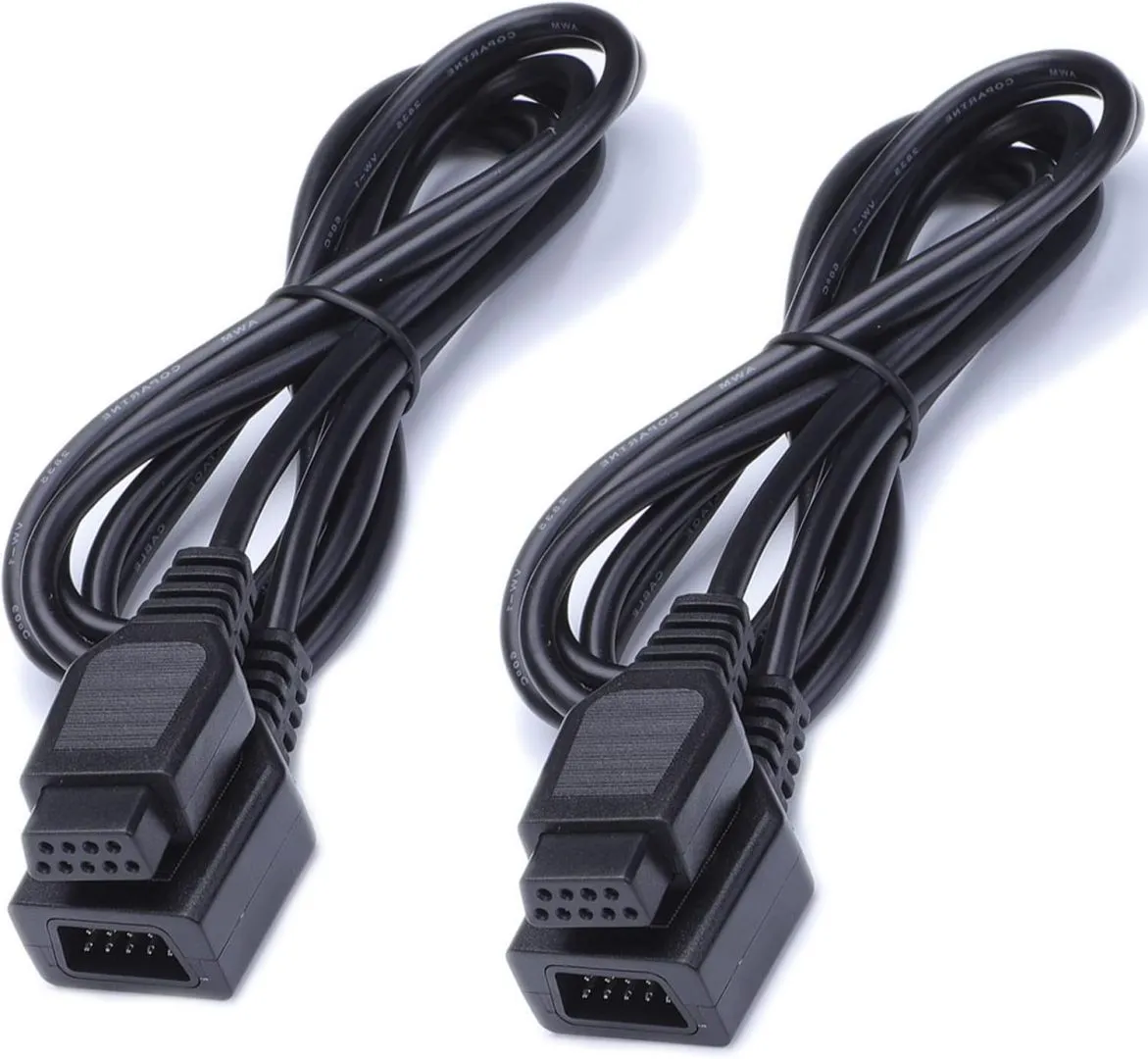9 Pin Controller Extension Cable for AV 620 HD 621 HD 821 Classic Retro Game Console Plug and Play Wired Video Game Controller Gamepad Extension Cable 5.8FT 2-Pack Black