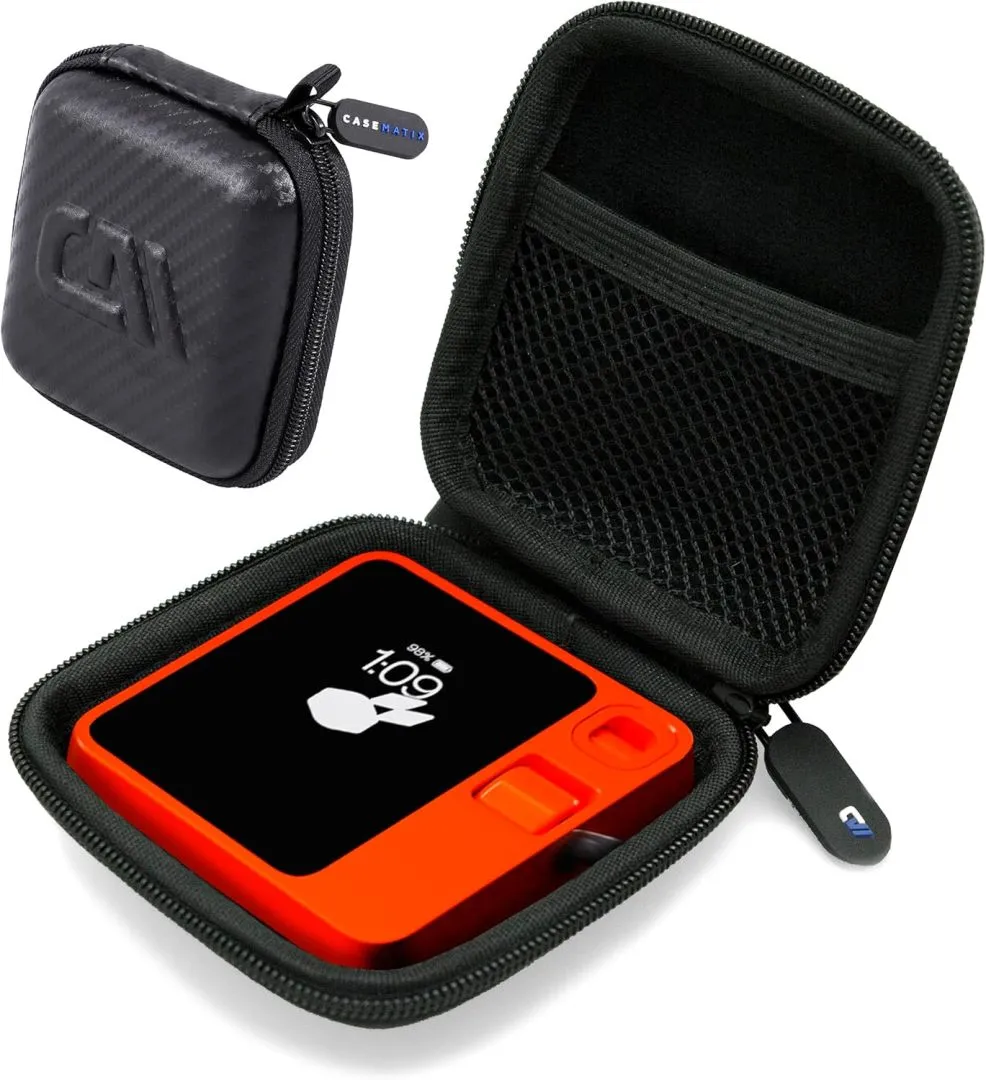 CASEMATIX Carry Case Compatible with Rabbit R1 AI Personal Assistant Device Pocket Companion in an EVA Hard Shell with Accessory Pocket - includes Travel Case Only