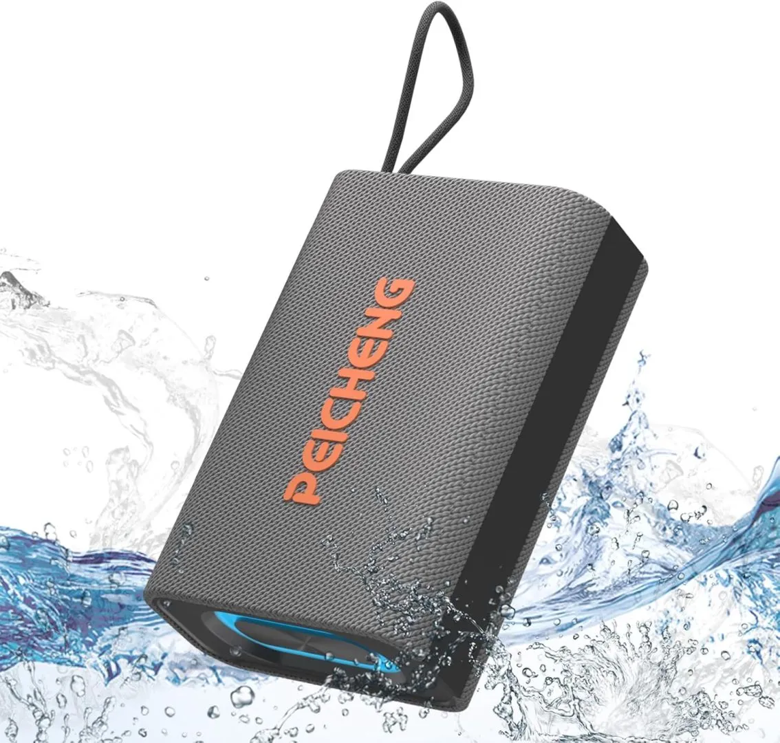 Speaker, Portable Wireless Bluetooth Speakers, Waterproof Shower Loud Stereo Sound with RGB Lights TWS Long Playtime for Home/Party/Outdoor, Electronic Gadgets, (1PCS, Grey)