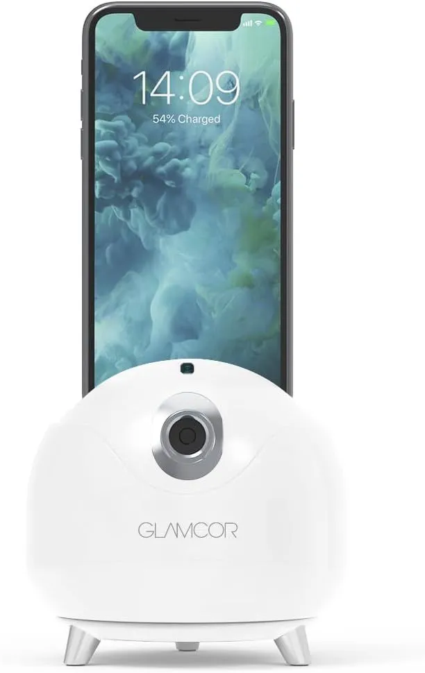 Glamcor Star Tracker | 2-Axis AI-Powered Auto Face Tracking, No APP Needed, fits Camera, Ipad Lights with Media Attachment (White)