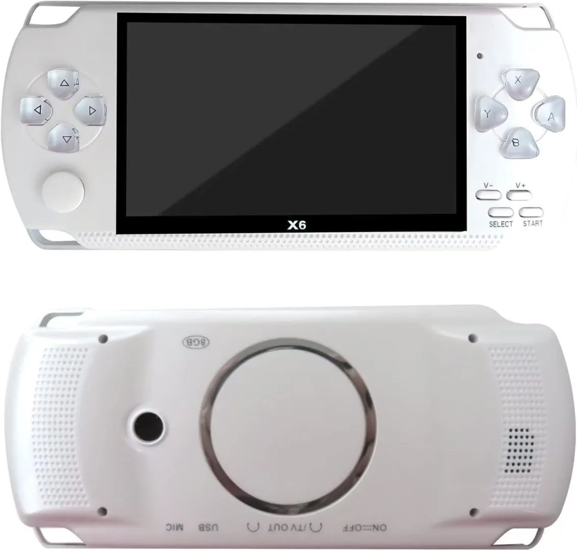 10000 Games Built-in 4.3'' Retro Portable Mini Handheld Video Game Console 8GB 128-Bit LCD Kids Color Game Player Built-in 10000 games(White)