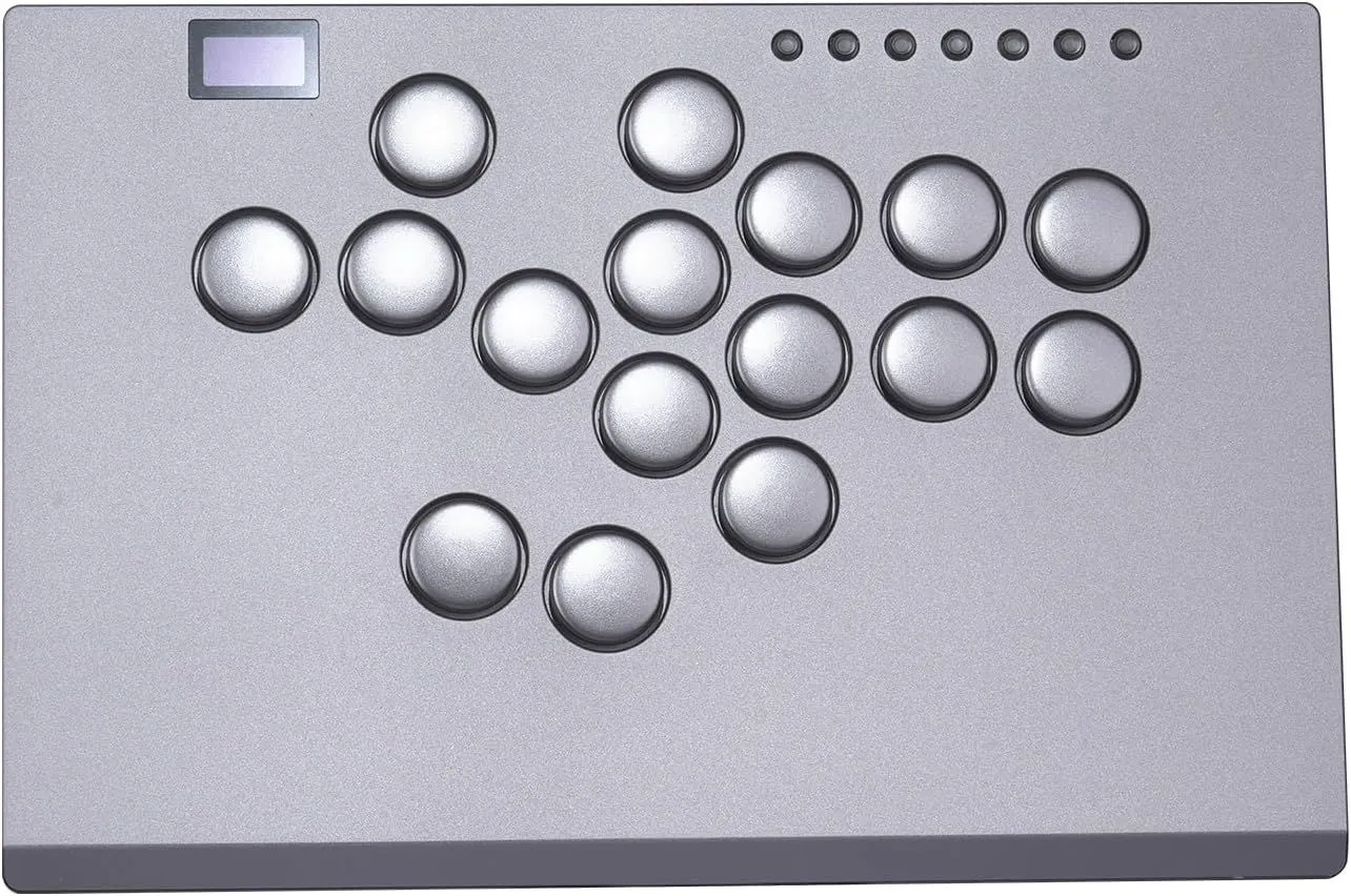 Leverless Arcade Stick Gaming Controller M16+ Large & Slim Aluminum Alloy Template - 16 Key Crystal Low-Profile Switches - Custom RGB Leverless Controller for PC/PS4/PS3/Switch(Grey)