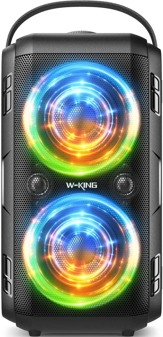 W-KING 180W Peak Party Loud Bluetooth Speaker Portable Wireless Outdoor Boom Box/4 Drivers with 2*Subwoofer/HD Huge 105dB Pulse Natural Deep Bass Tube, 80W IPX5 Big Large Speaker/24H/EQ/U-Disk/TF/AUX