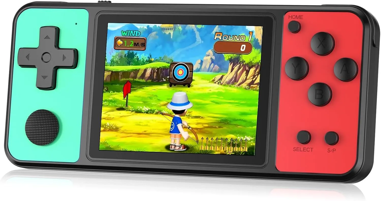 32 Bit Handheld Games for Kids Built-in 139 Video Games,3.0" IPS Screen Rechargeable Portable Arcade Gaming Player,Electronic Toys for Boys Girls Birthday Xmas Gift Green-Red