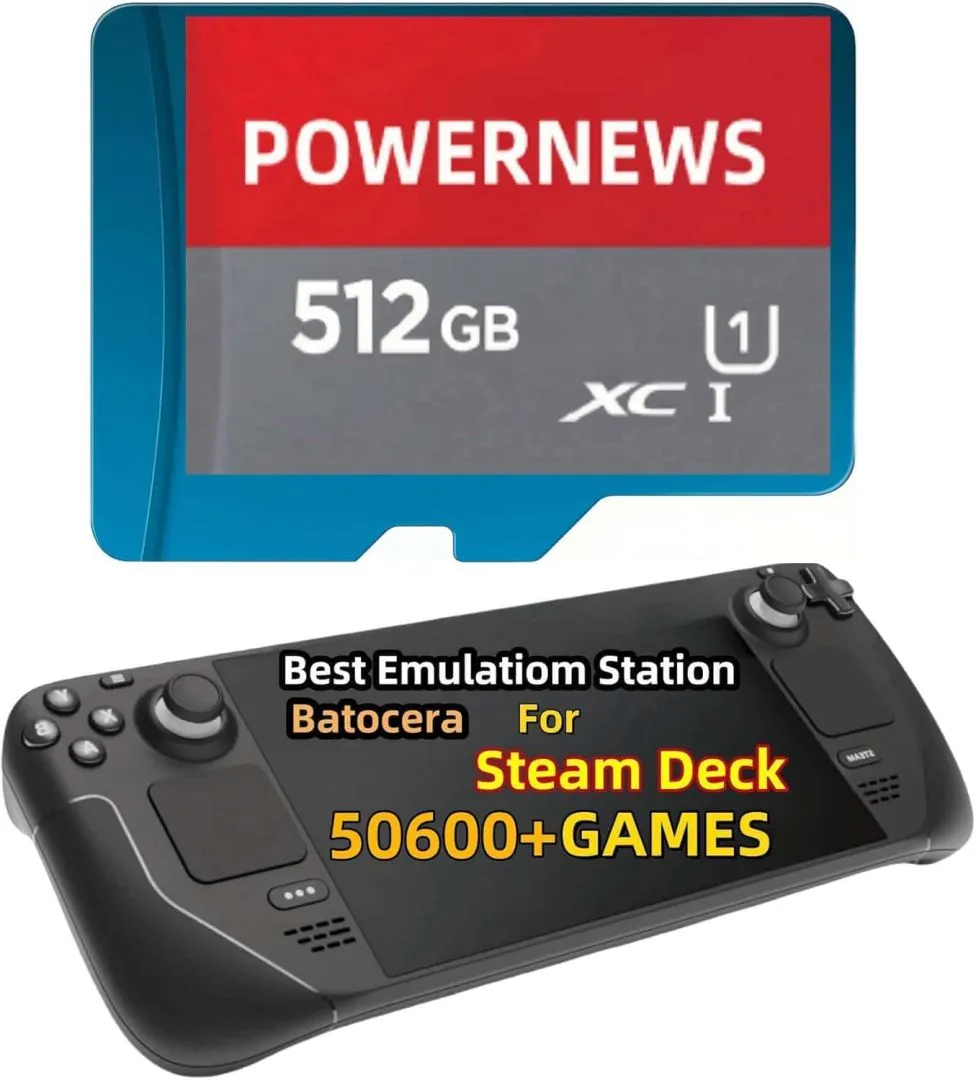 512GB Retro Game Card for Steam Deck, 50600+ Plug and Play Video Games, Included Retro Games and Emulator Console, Batocera 39 Game System Compatible, Retro Games Card for Steam Deck