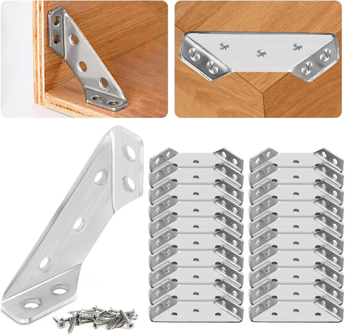 20 PCS Universal Stainless Steel Furniture Corner Connector, Multi-Angle Corner Connectors for Wood, 3-Way End Corner Connector for Furniture, Hardware Brackets