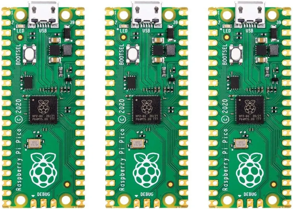 Raspberry Pi Pico Flexible Microcontroller Board Based on The Raspberry Pi RP2040 Dual-core ARM Cortex M0+ Processor, 3pcs