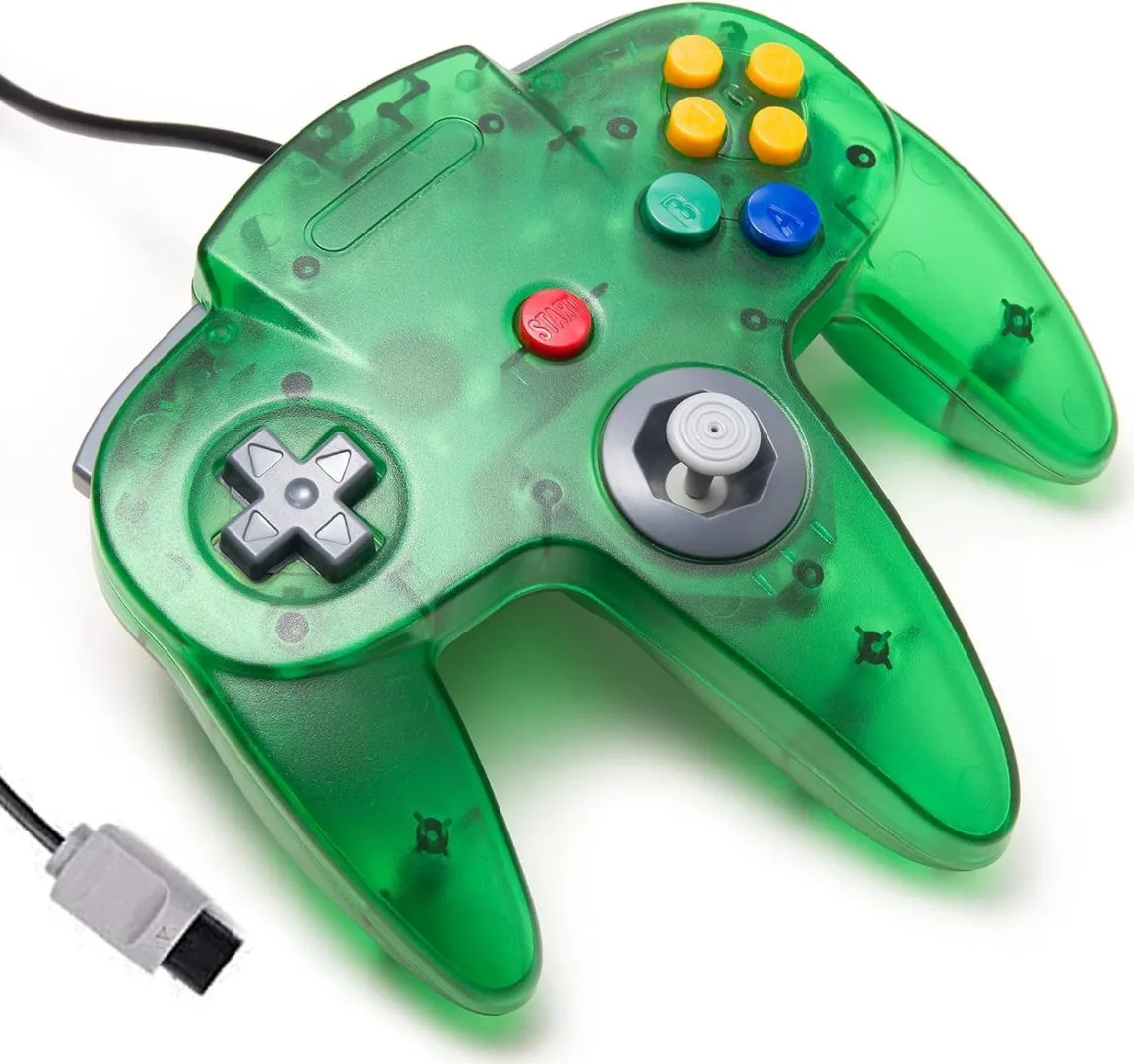 KIWITATA Classic N64 Controller, Retro N64 Wired Gaming Remote Joystick Replacement Controller for N64 System Video Games Console Clear Green