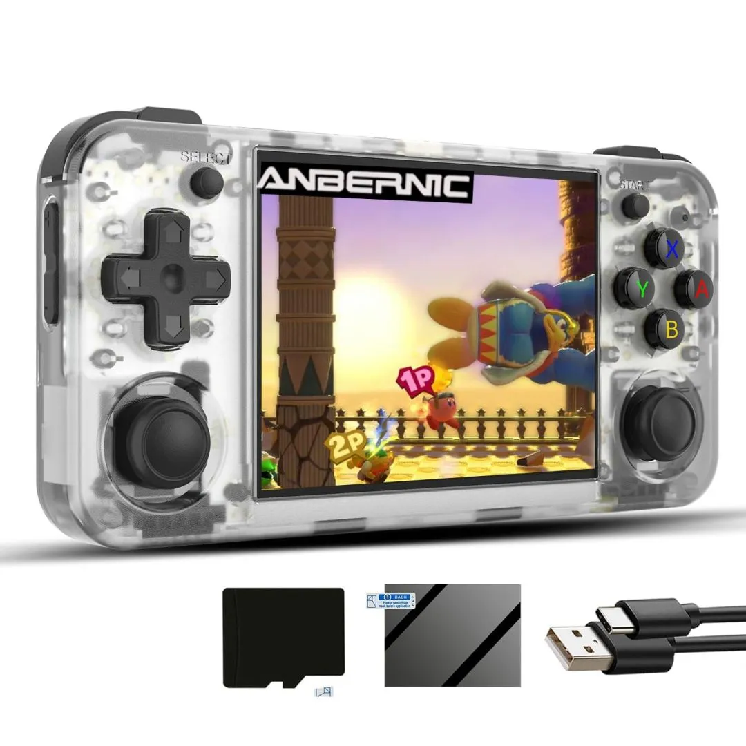 RG35XX H Linux Retro Handheld Game Console 35xx H with a 64G Card Pre-Loaded 5570 Games,RG35XXH 3.5'' IPS Screen Supports 5G WiFi Bluetooth HDMI and TV Output