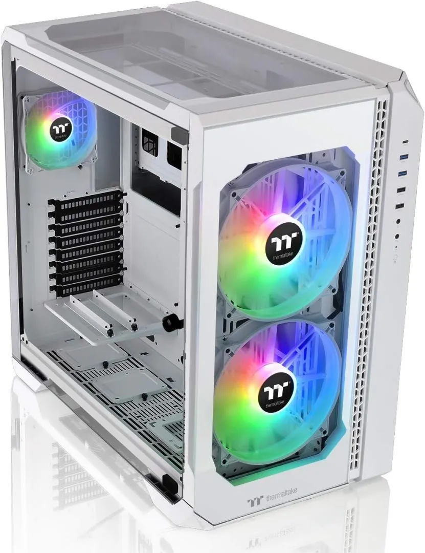 Thermaltake View 51 Snow Motherboard Sync ARGB E-ATX Full Tower Gaming Computer Case with 2 200mm ARGB 5V Motherboard Sync RGB Fans + 140mm Black Rear Fan Pre-Installed CA-1Q6-00M6WN-00, White