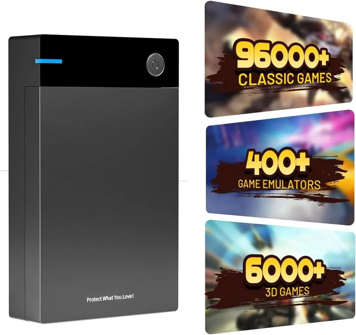 Kinhank 12TB External HDD Hard Drive, Retro Gaming Hard Drive with96000+ Classic Games, Portable Game Hard Drive Disk,Retro Game Consoles Compatible with Win-7/8/10/11
