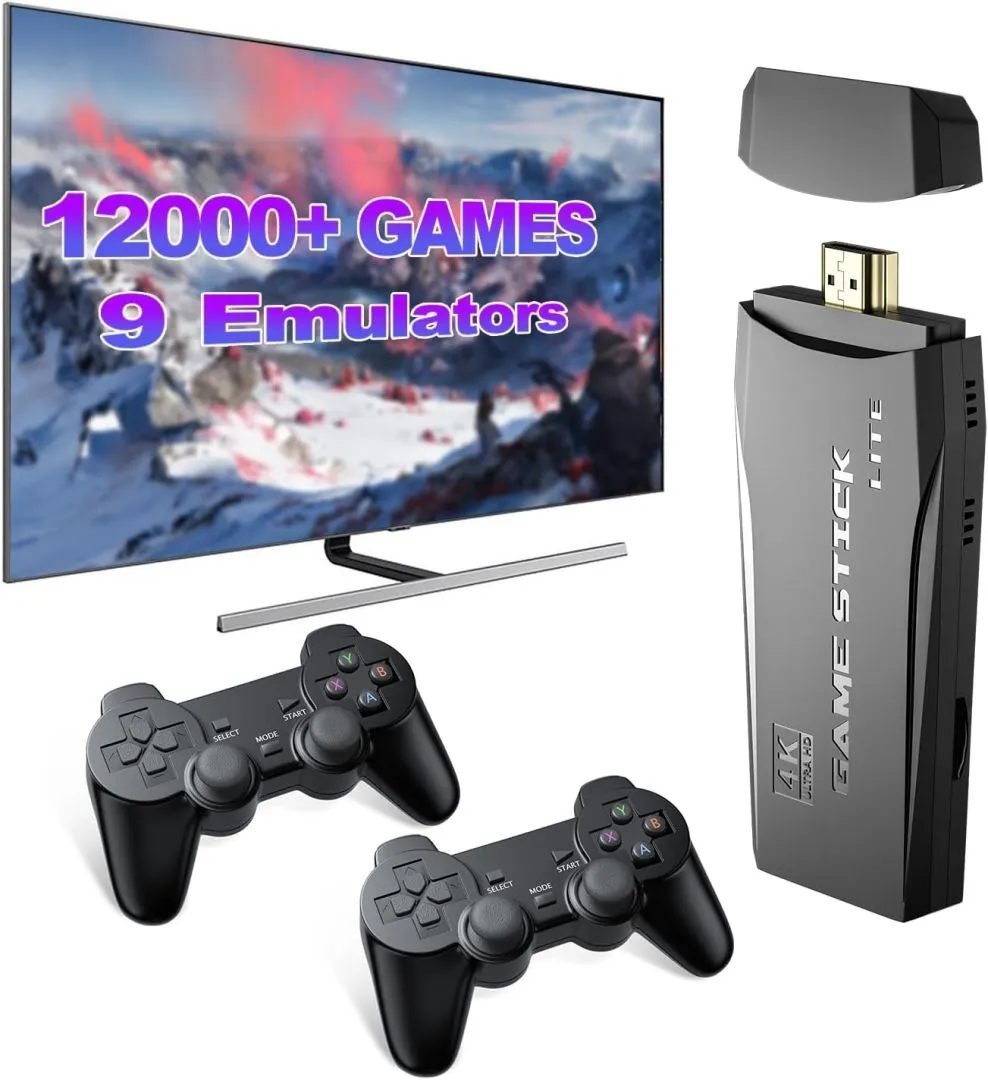 Wireless Retro Game Consoles,Super Console S2 Nostalgia Stick Game, Compatible with 9 Classic emulators, Built-in 12000+ Games Plug&Play, Dual 2.4G Wireless Controllers Handheld Game Stick