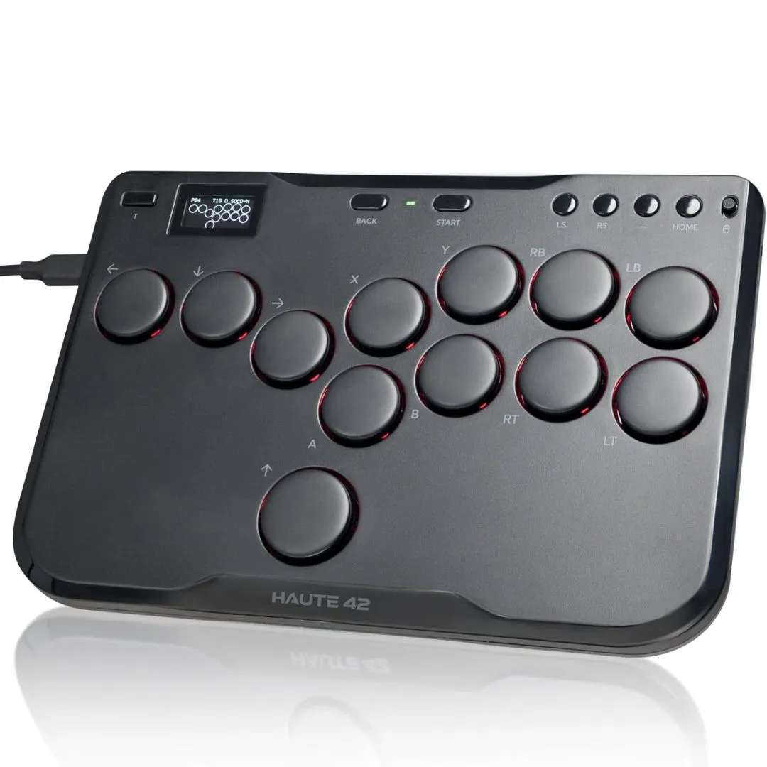 JZW-Shop Haute42 Arcade Stick P12, All-Button Arcade Controller for Switch, PC, PS4, PS3, Steam Deck, Arcade Fight Stick with Turbo & Custom RGB, Supports Hot-Swap & SOCD