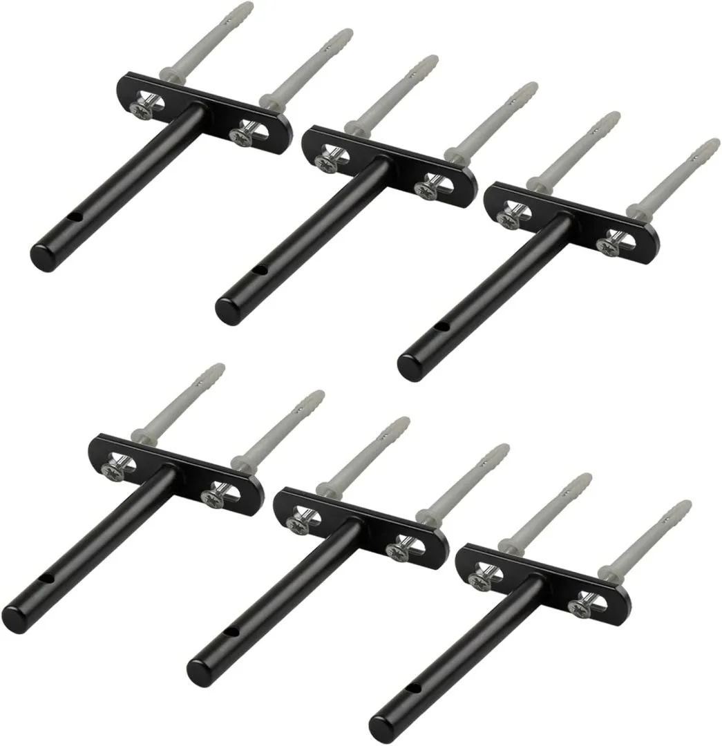 6 Pcs Floating Shelf Bracket| 4-Inch(Deep) Hidden Floating Shelves Brackets for Wood Shelf| Floating Shelf Hardware Heavy Duty (Black)| Blind Shelf Supports| Comes with Expansion Tube + Screw