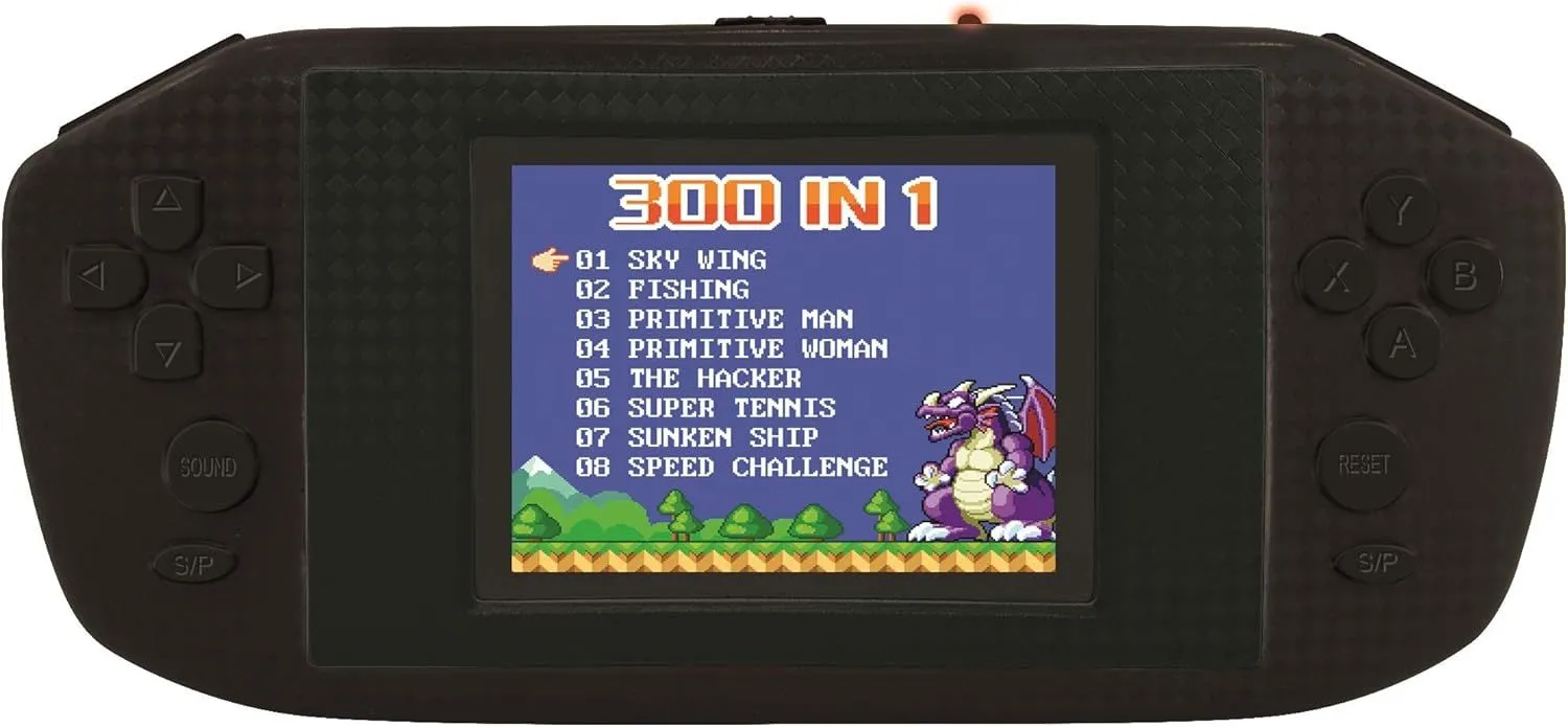 LEXiBOOK JL3000 Power Cyber Arcade Portable Game Console, 300 Games, 2.8" LCD Color Screen, Black
