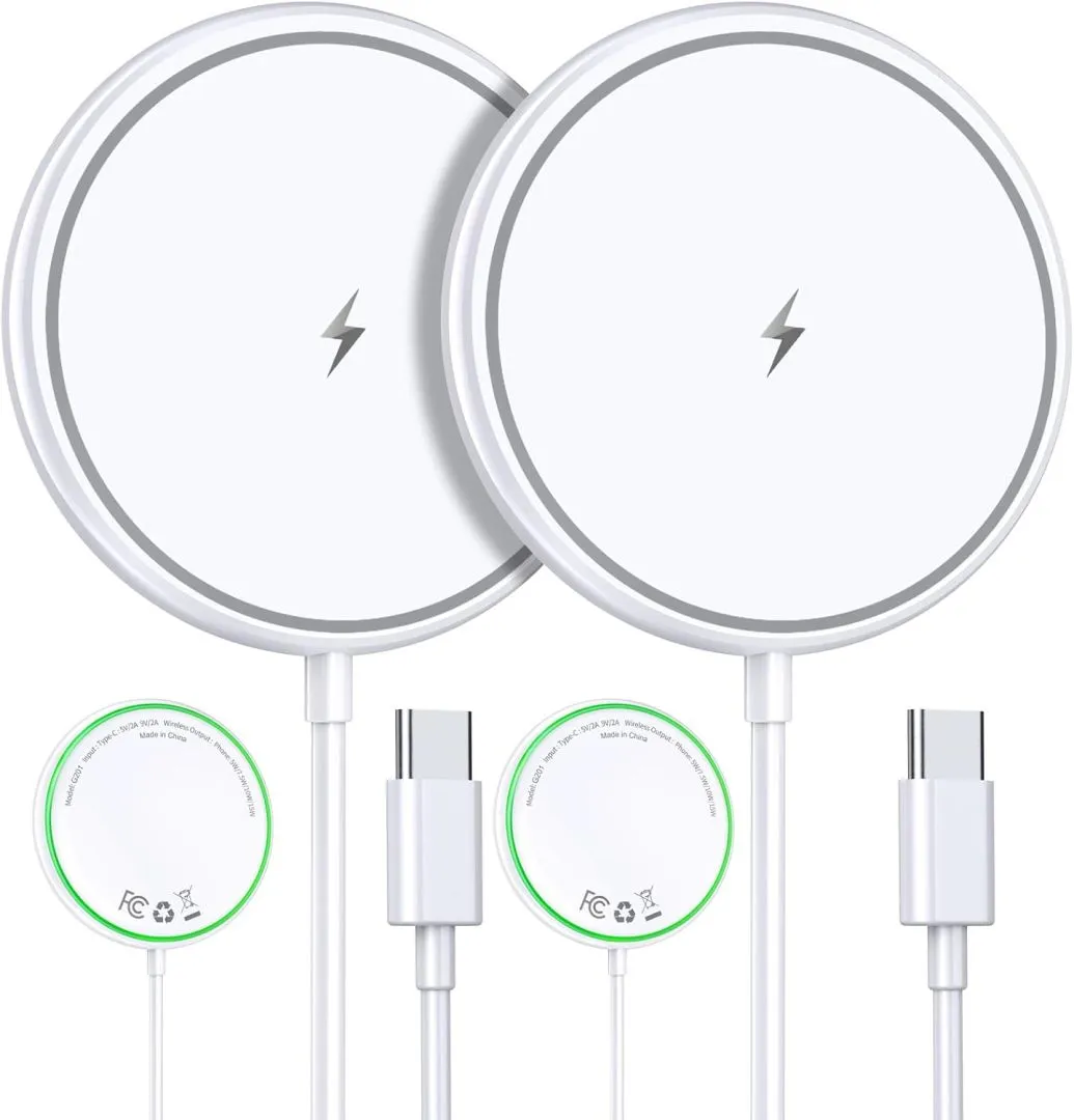 Magnetic Wireless Charger 15W Mag Safe Charger for Phone 16 Pro Max/16 Pro/16 Plus/16/15/14/13/12 Series 2 Pack Magnet Wireless Charging Station/Pad with Sleep-Friendly Light for AirPods 3/2/Pro