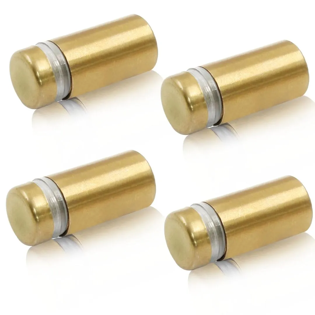 1/2" x 1" Sign Standoff Screws 4 Pcs Wall Standoff Mounts, Acrylic Standoff Screws Glass Standoff Acrylic Wall Mount Hardware Kit for Glass Acrylic Signs Boards, Gold