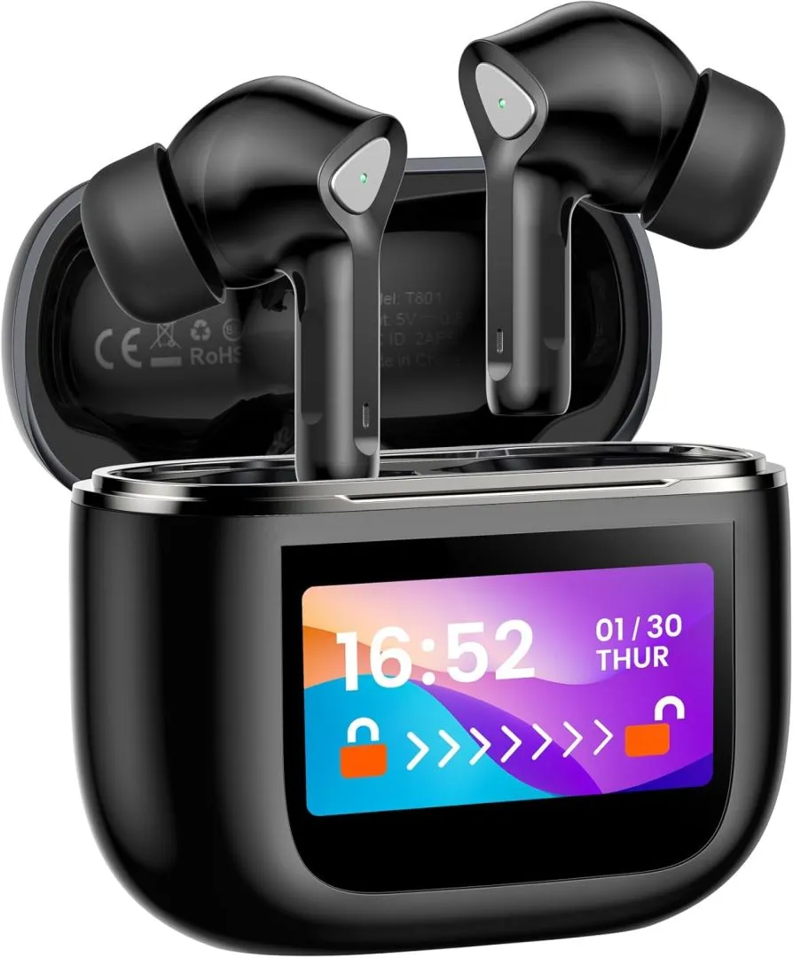 Wireless Earbuds Bluetooth 5.3 Headphones with LED Touch Screen 50H Playtime Deep Bass Stereo Ear Buds with Mic IPX7 Waterproof in Ear Earphones for Pad Tablet Laptop Android/iOS Phones