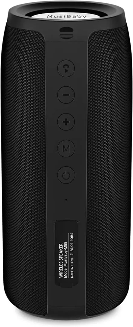 Bluetooth Speaker,MusiBaby M88 Speaker,Speakers Bluetooth Wireless,Dual Pairing, Bluetooth 5.0,Loud Stereo Sound,Booming Bass,30H Playtime for Home& Outdoor Party,Beach,Portable Speaker,Gifts(Black)