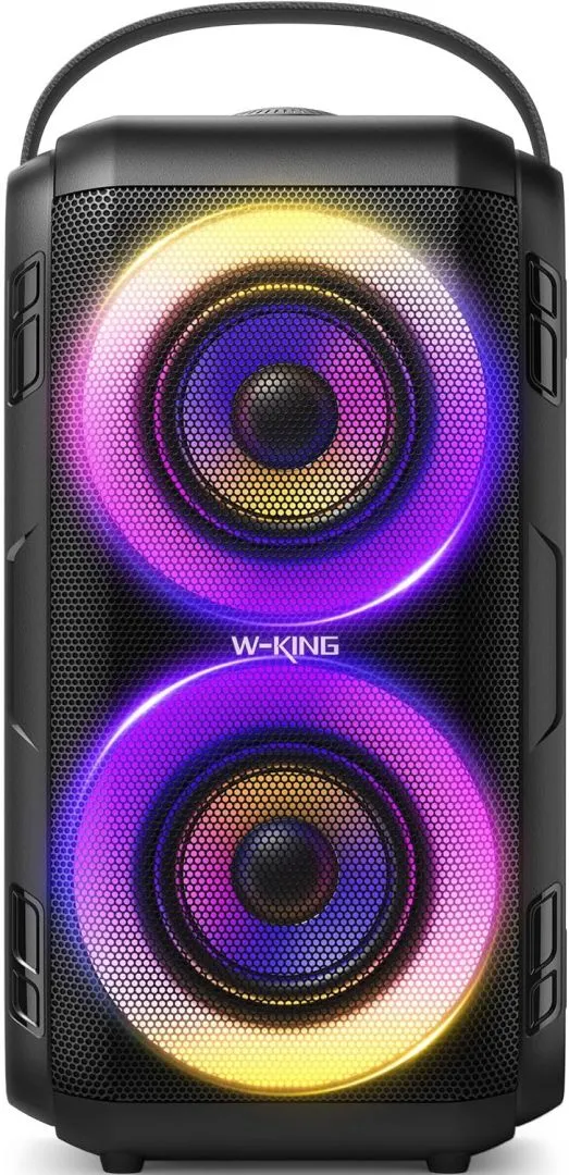 W-KING 80W Portable Bluetooth Speaker Loud with 2 Full-Range Drivers-Super Bass, Party Boom box Outdoor Wireless Speaker with Lights, Huge 105dB Sound, IPX5 Big Large Speaker, 24H, U-Disk, TF, AUX, EQ