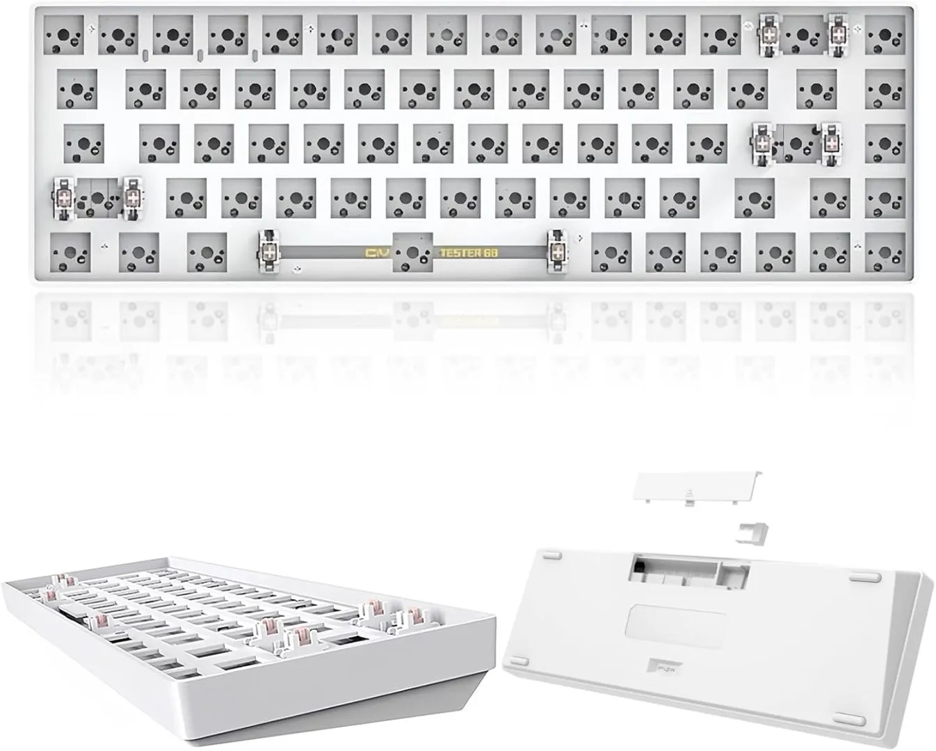 CIY68 Keyboard Barebones Kit,65% Wireless Bluetooth 5.0/2.4G Mechanical Keyboard Kit Custom PCB Hot Swappable 3pin/5pin Switch Tester Gaming Keyboard DIY Kit with Sound Insulation Mat