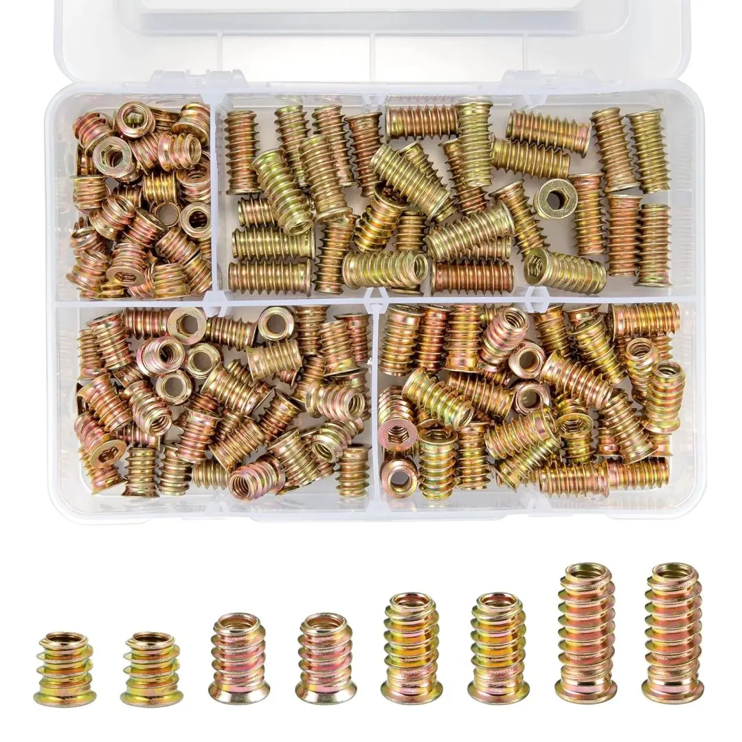 160 Pcs 1/4 "- 20 Thread Inserts for Metal Screws Assortment Hex Socket Drive Nut Inserts - Bolt Fastener Connector for Woodworking Accessories (1/4"-20 x10/15/20/25mm)