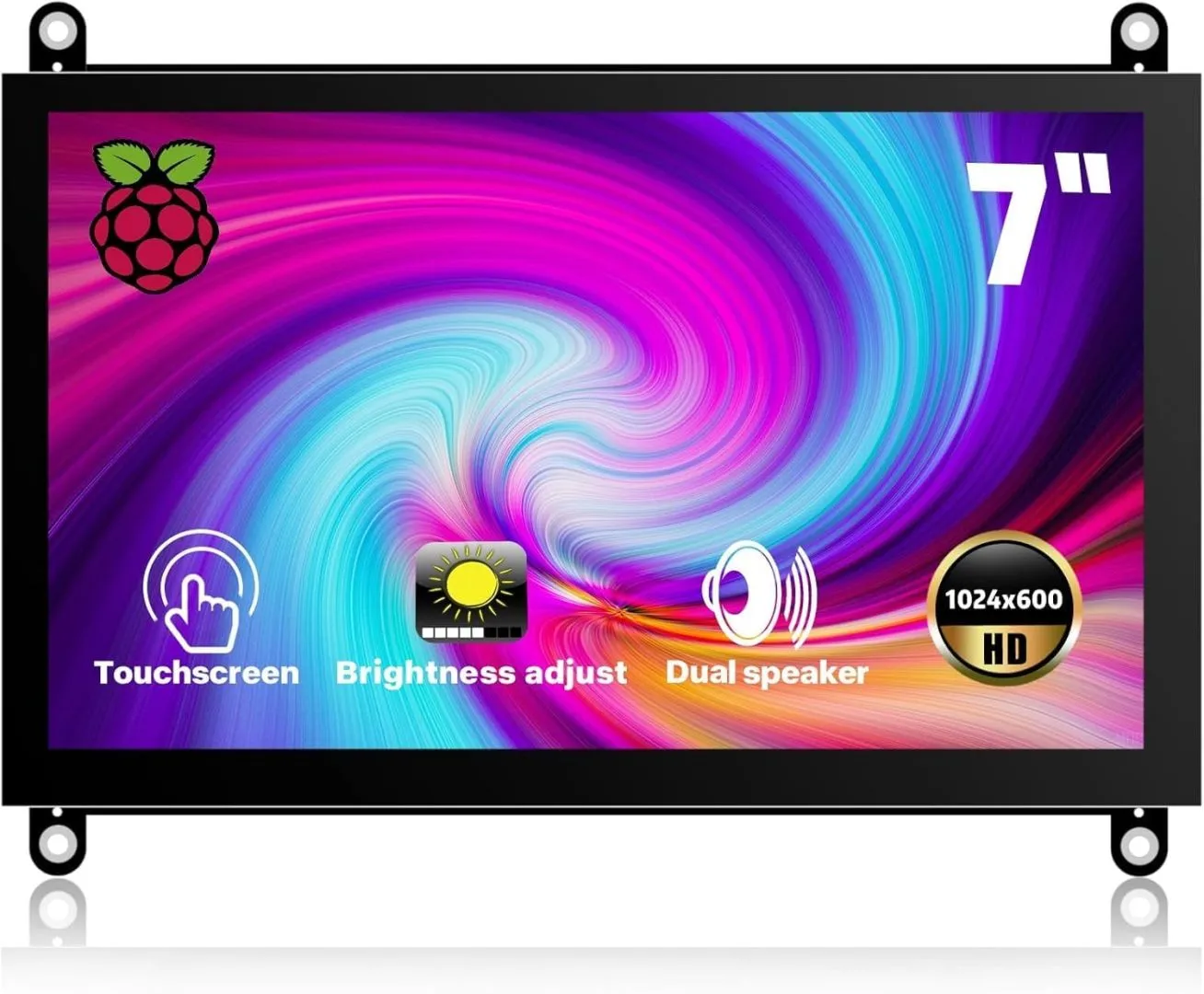 7 Inch Raspberry Pi Screen Touchscreen Monitor 1024x600 Small HDMI Monitor w/Dual Speakers IPS Screen Display for Raspberry Pi 4/3/2 Win 11/10/8/7 Jetson Nano, Free Driver