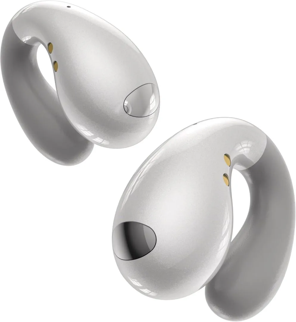 Ultra Open-Ear-Earbuds Wireless Bluetooth - Ergonomic Clip-On Earbuds, Small Bone Conduction Earbuds with Waterproof Design, Perfect Running Headphones for Sports, Fitness, and Workouts, White