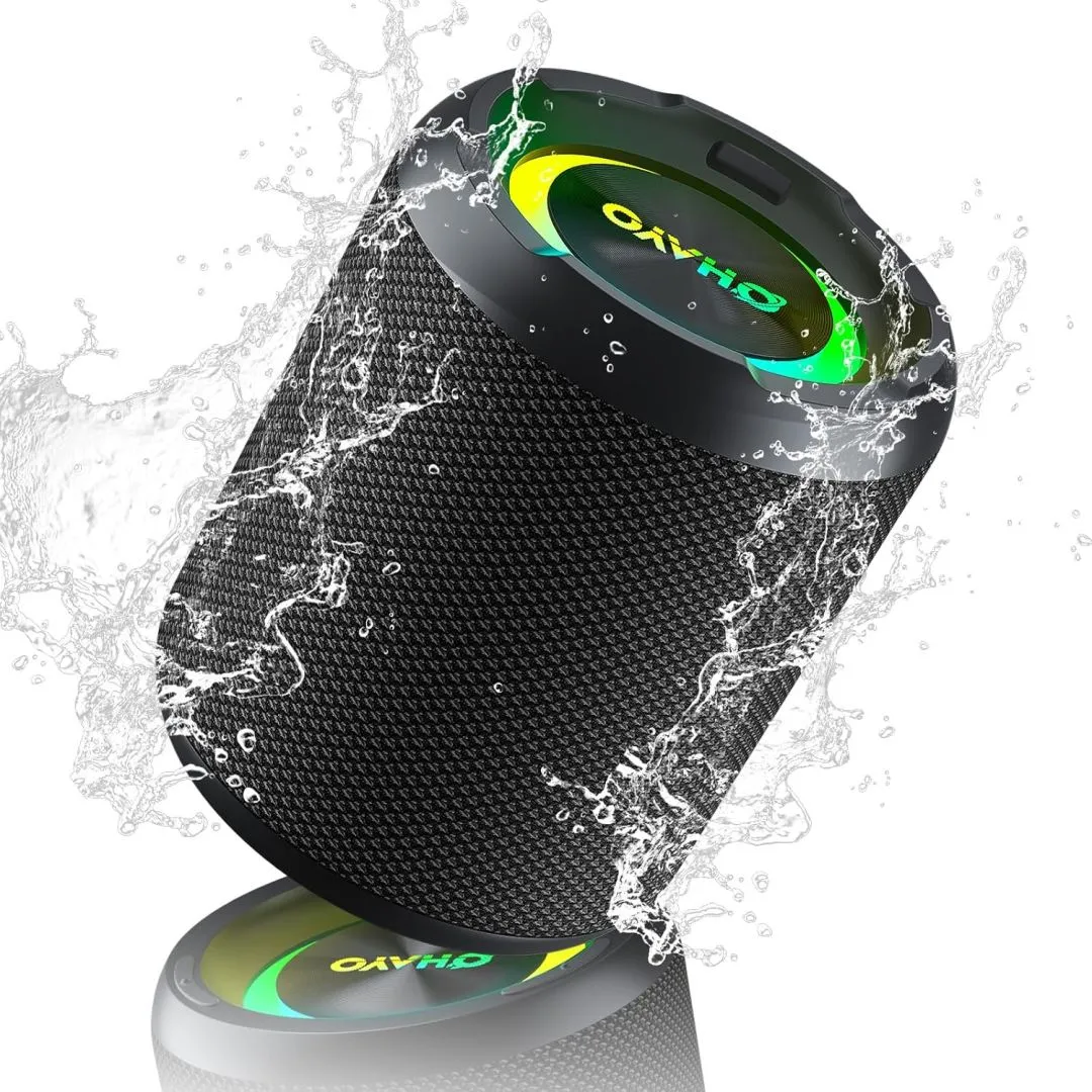 OHAYO 40W Wireless Portable Bluetooth Speaker with Lights, IPX7 Waterproof, Stereo Loud Sound, RGB Lights,TWS Pairing, AUX&TF-Card in, for Home/Party/Travel/Outdoor/Beach