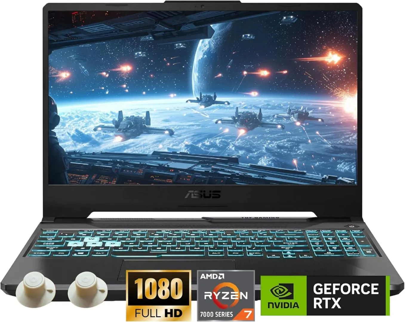 ASUS TUF A15 Gaming Laptop, AMD Ryzen 7 7435HS Processor, NVIDIA GeForce RTX 3050, 15.6 inch Full HD Display, 64GB DDR5 RAM, 2TB SSD, Backlit Keyboard, Windows 11 Home, Wi-Fi, Alpacatec Accessory