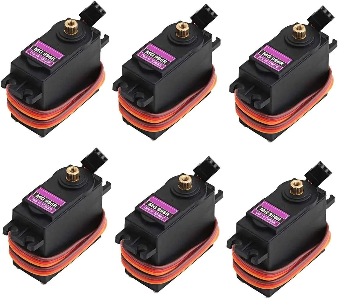 6PCS MG996R Servo Motor Metal Gear Servo Motor Torque Digital Servo Motor High Speed Torque Servo Motor for Smart Car Robot Boat RC Helicopter Compatible Arduino Raspberry Pi Project