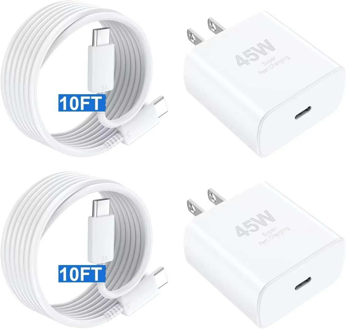 iPhone 16 Pro Max Charger Fast Charging,45W iPhone 16 Charger USB C Super Fast Charger Block &10FT Long Type C Charger Cable Cord for iPhone 16/16 Pro/16 Pro Max/16 Plus/15/15 Pro Max,Android Phone