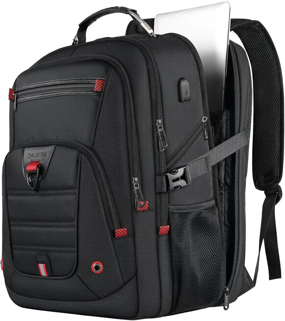 Extra Large Backpack for Men, Gaming Laptop Travel Backpack Fits 18.4-19" Laptops, TSA Carry On Flight Approved Personal Item Bag, Anti-Theft Tool Gym College Business Work Mens Backpack, Black