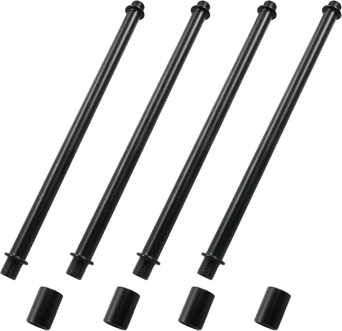 Litoexpe Double End Straight Pipe Lamp Stem Kit 200mm(7.87"), Lamp Extension Rod with Connector 4 Pcs, Lamp Rod Hardware Light Fixture Parts Replacement Black