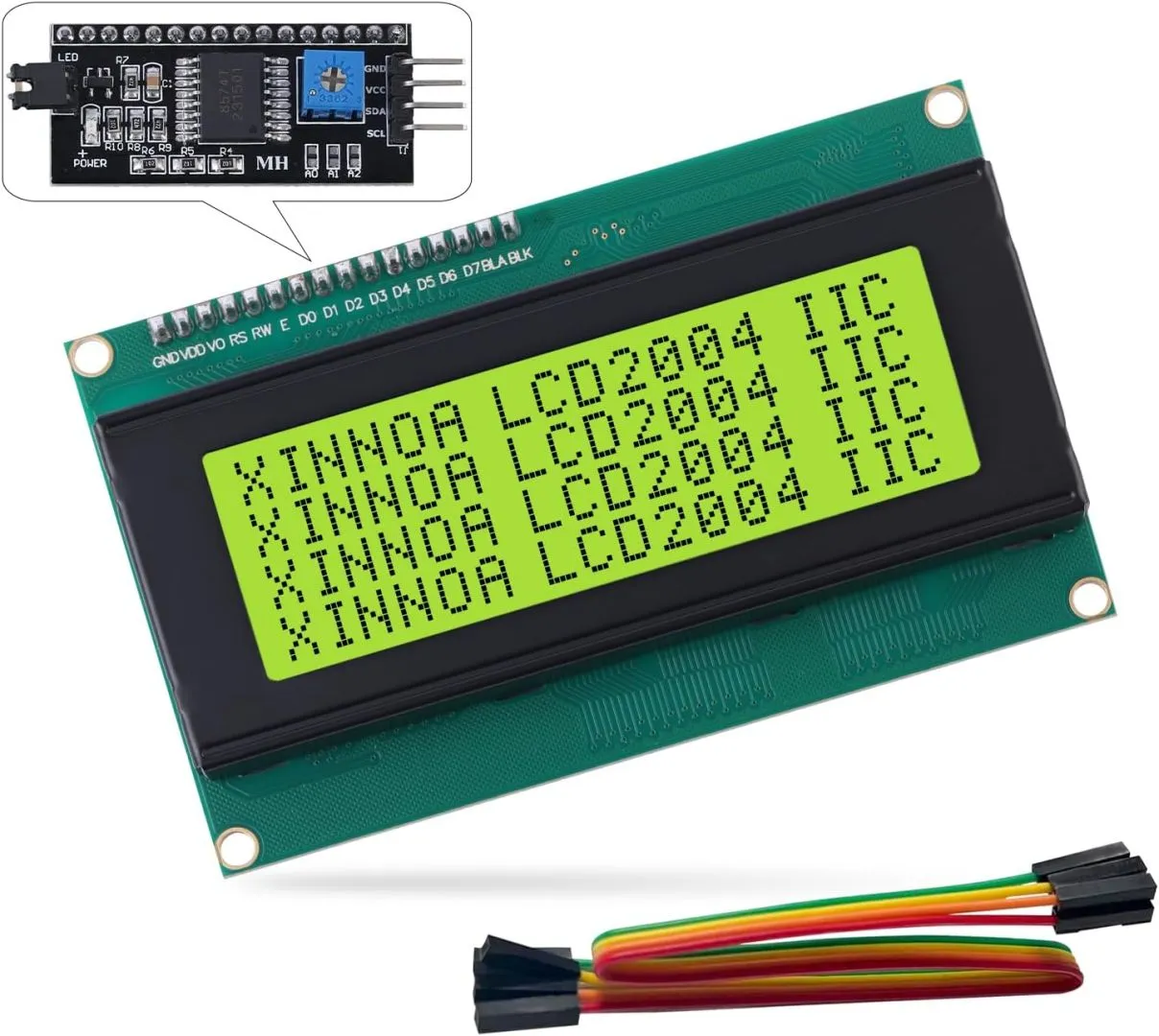 2004 LCD Display Module with IIC I2C Serial Interface Adapter LCM Green Backlight Screen ST7066U Controller 20X4 LCD for Arduino, Raspberry pi, Tinkerboard, Nano pi, Banana pi, stm32, DIY Project