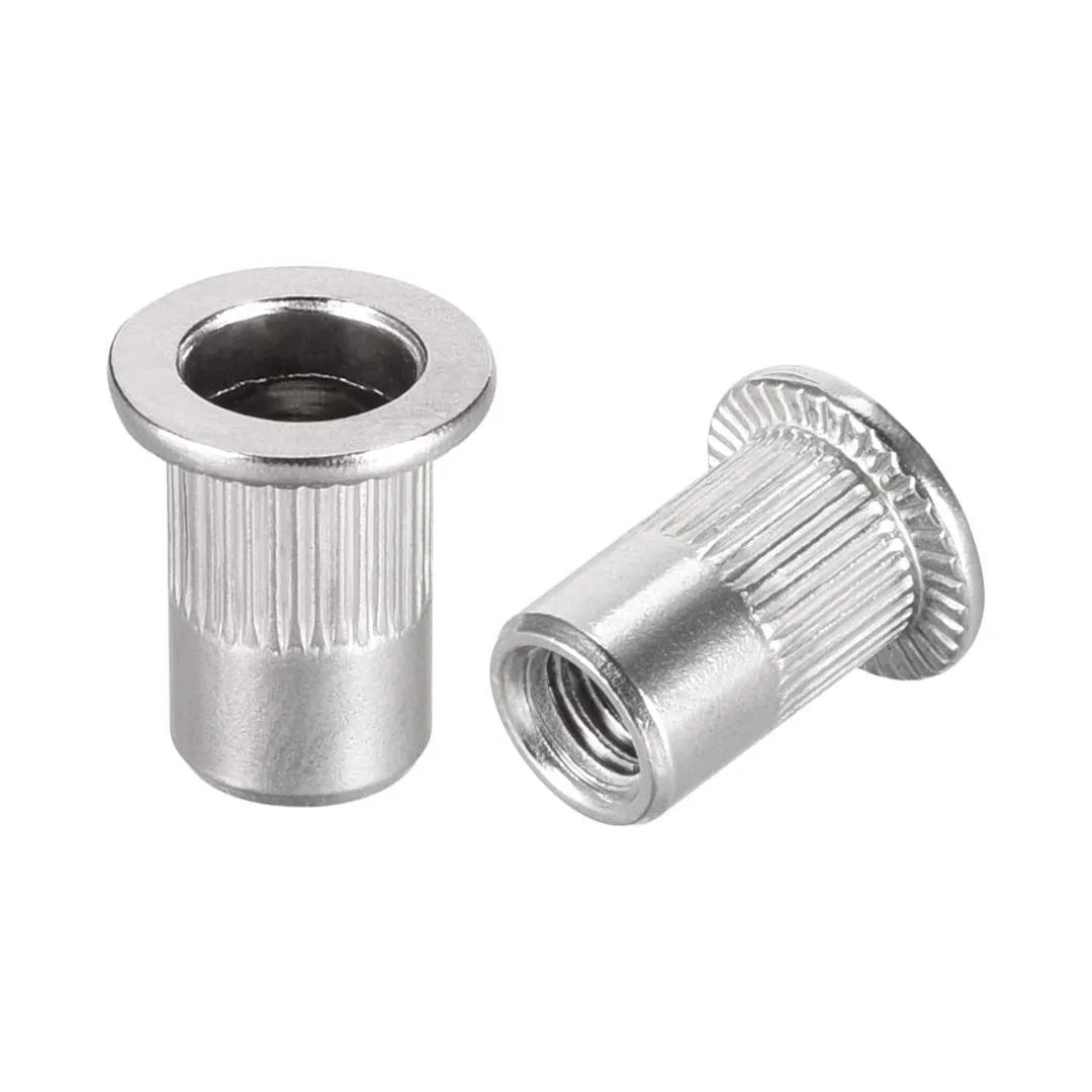 uxcell M6 304 Stainless Steel Rivet Nuts Flat Head Insert 10 Pcs