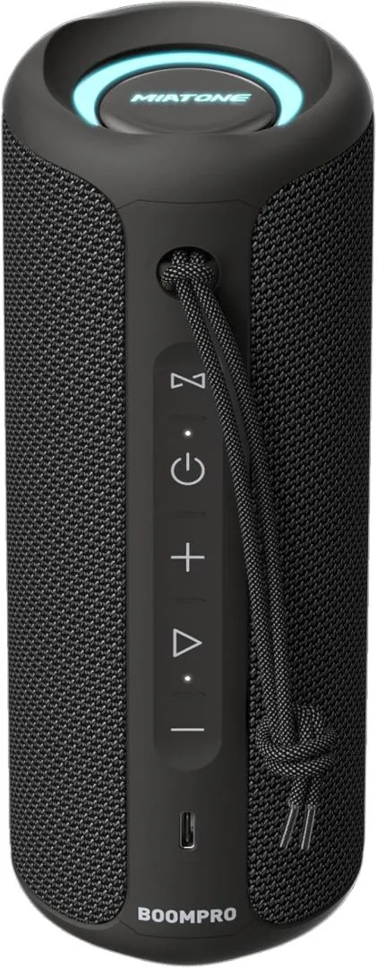 MIATONE Bluetooth Speakers 36W Portable Speaker with Stereo Sound Bass, Bluetooth 5.3 Wireless Speaker USB Type C Outdoor, 5000mAh 16H Playtime IPX7 Waterproof, Color Lights Speaker (Black)