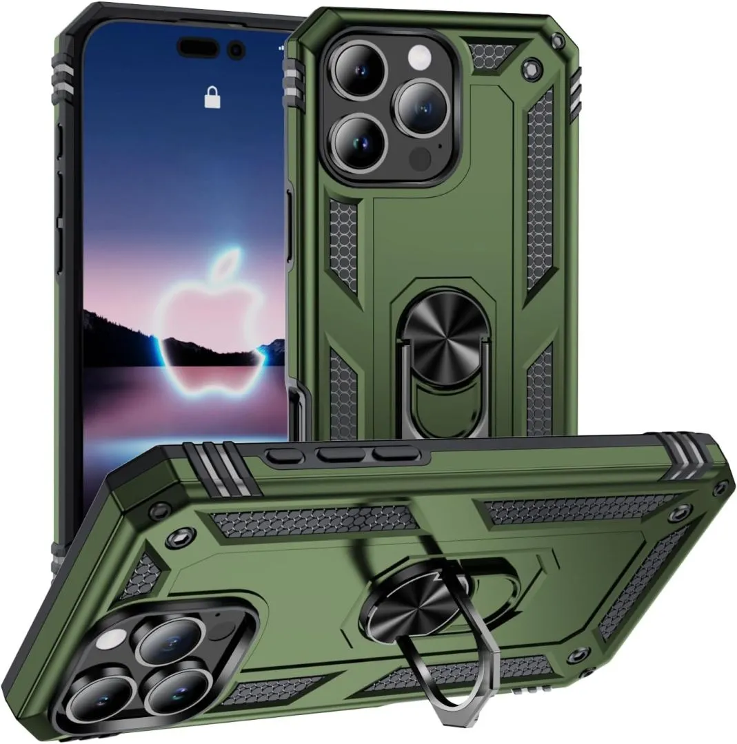 Korecase for iPhone 16 Pro Case with Stand,Full Body Military Shockproof Shell Heavy Duty Rugged Protection Phone Cover for iPhone 16 Pro 6.3 inch Olive Green