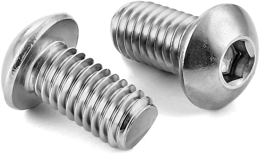 M8-1.25 x 14mm Button Head Socket Cap Screws, Stainless Steel 18-8 (304), Bright Finish, Bright Finish, Fully Threaded, Allen Socket Drive, 50 PCS