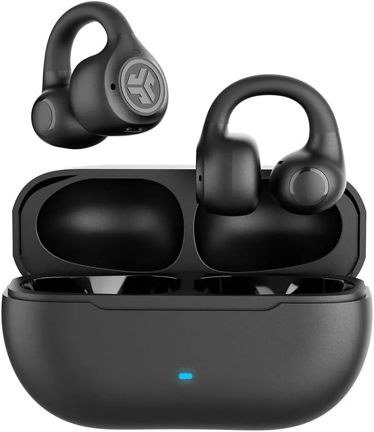 JLab Flex Open Earbuds, Black, Clip-on Cuff Design, Wireless Open-Ear Audio Freedom Effortless Fit, Safe Listening, Bluetooth Multipoint, Customize with The App