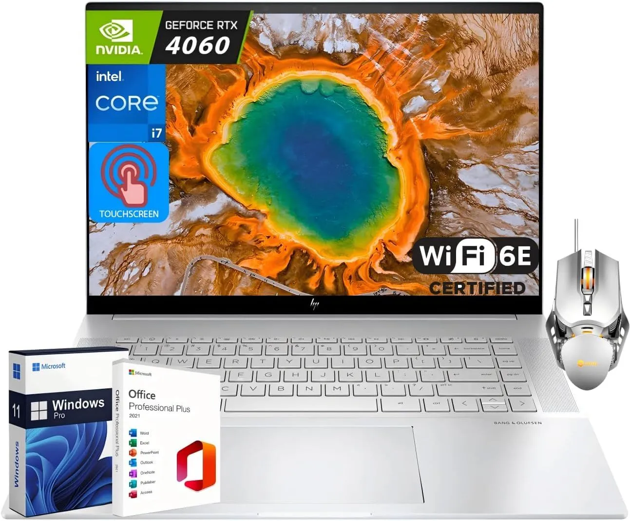 HP Envy 16 Business Gaming Laptop, 16" WQXGA Touchscreen 120Hz, Intel 14-Core i7-13700H, 64GB DDR5, 1TB SSD, GeForce RTX 4060, WiFi 6E, Backlit, Win 11 Pro, Office Lifetime License & Designed Mouse